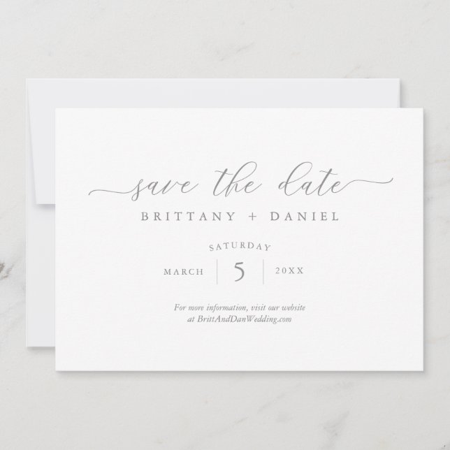 Simple Elegant Script Save the Date Wedding Invitation (Front)