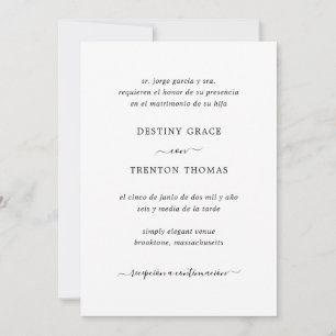 Simple Elegant Script Spanish Wedding Invitation