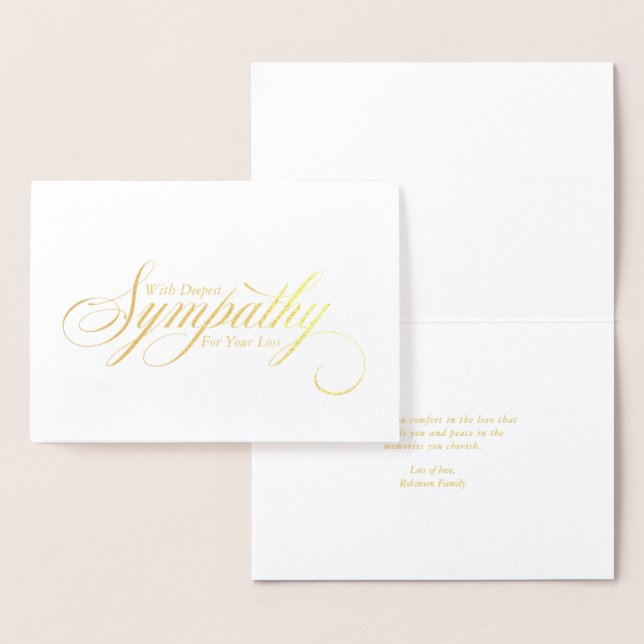 Simple Elegant Script Sympathy Condolence Foil Card (Display)