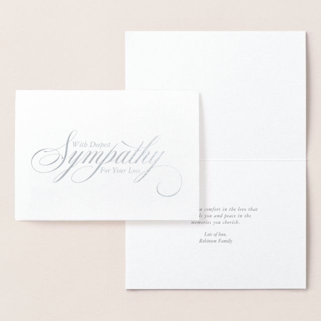 Simple Elegant Script Sympathy Condolence Foil Card (Display)