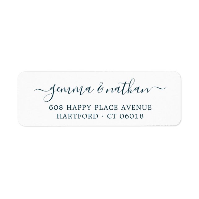 Simple Elegant Script Teal Wedding Return Address (Front)