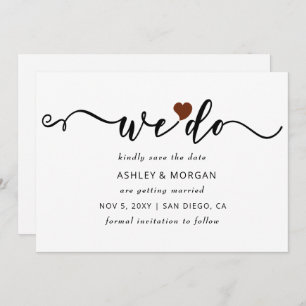 Simple Elegant Script Terracotta Heart We Do Save The Date