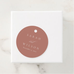 Simple Elegant Script Terracotta Rust Wedding Favour Tags