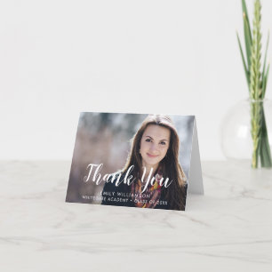 Simple Elegant Script Thank You Photo Graduation Card