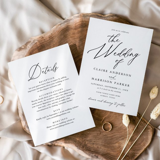 Simple Elegant Script The Wedding of Details Invitation (Creator Uploaded)
