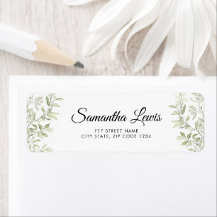 Simple Elegant Script Vintage Leaves Address