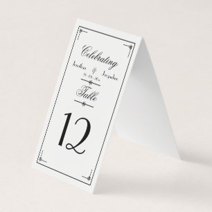 Simple Elegant Script W & B Wedding Table Numbers 