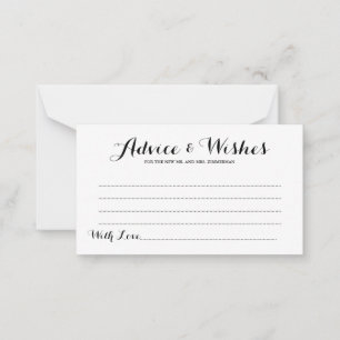 Simple Elegant Script Wedding Advice & Wishes Card