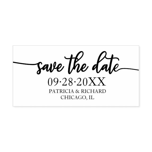 Simple Elegant Script Wedding Budget Save The Date Rubber Stamp (Imprint)