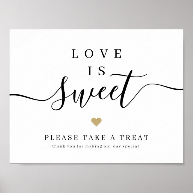 Simple elegant script wedding love is sweet sign (Front)