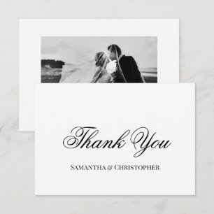 Simple Elegant Script Wedding Photo Thank You Card