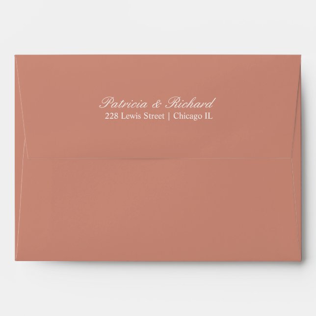 Simple Elegant Script Wedding Rose Gold Envelope (Back (Top Flap))