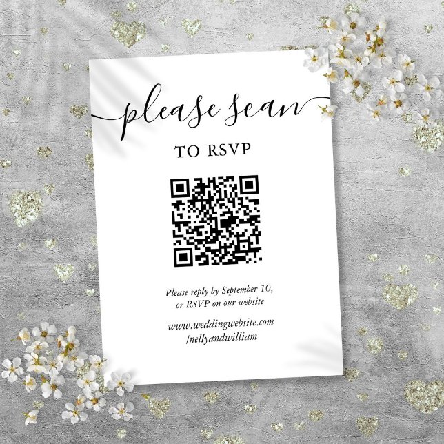 Simple Elegant Script Wedding RSVP QR Code  Enclosure Card (Simple Elegant Script Wedding RSVP QR Code Enclosure Card)