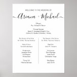 Simple elegant Script Wedding Sign Bridal party<br><div class="desc">A client had needed a wedding sign to welcome guests to include and highlight their names along with their bridal party. She wanted a simple, classic and elegant design. Here is a template that satisfies the bride's needs. Personalise this poster with the bride and groom's names and give credit to...</div>