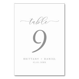 Simple Elegant Script Wedding Table Number Card