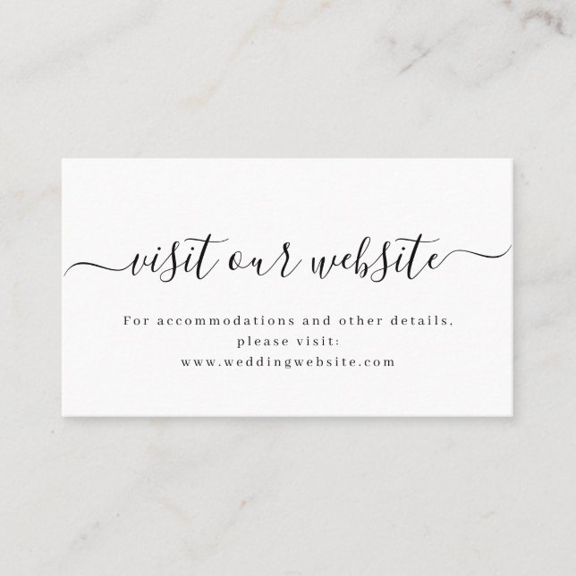 Simple elegant script wedding website Insert card (Front)
