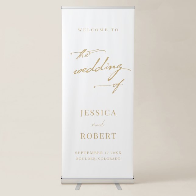 Simple Elegant Script Wedding Welcome Retractable Banner (Front)
