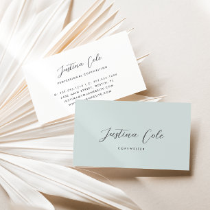 Simple Elegant Sea & Grey Calligraphy Script Business Card