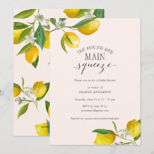 Simple elegant She found her main squeeze Bridal   Invitation