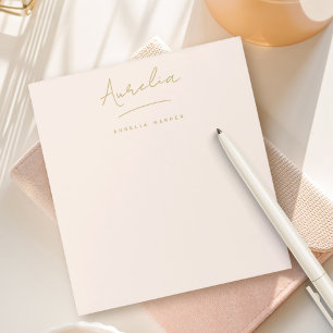 Simple Elegant Signature Minimal Blush Pink Gold Notepad