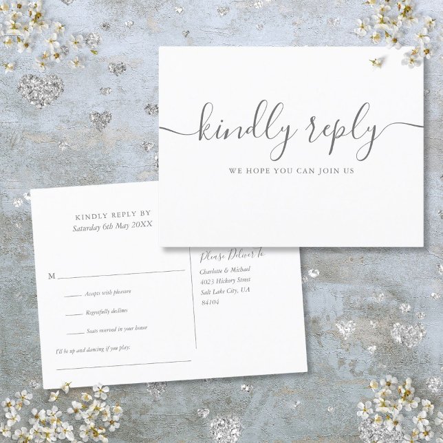 Simple Elegant Signature Script RSVP Invitation Postcard (Simple Elegant Signature Script RSVP Invitation Postcard)