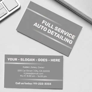Simple Elegant Silver Car Service Auto Detailing Business Card