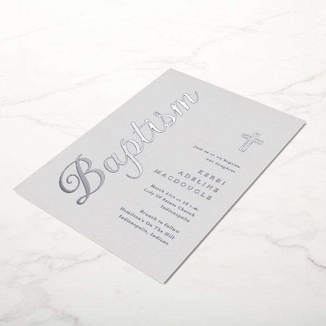 Simple Elegant Silver Script Soft Grey Baptism (Rotated)
