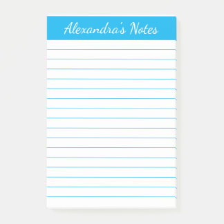 Simple Elegant Sky Blue Lined Personalised Post-it Notes