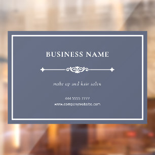 Simple Elegant Small Business White on Dusty Blue Window Cling
