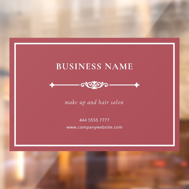 Simple Elegant Small Business White on Dusty Red Window Cling (Sheet 2)