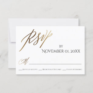 Simple, Elegant, Smooth Gold Typography RSVP Card
