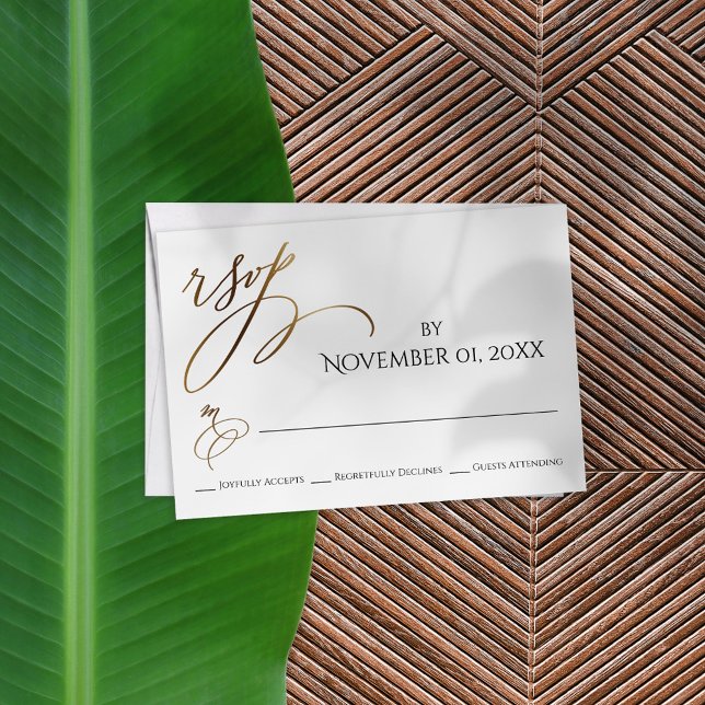 Simple, Elegant, Smooth Gold Typography RSVP Card (Creator Uploaded)