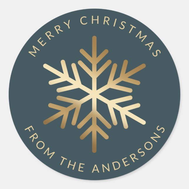 Simple Elegant Snowflake Family Christmas Classic Round Sticker (Front)