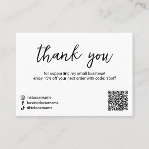 Simple Elegant Social Media Icons QR Code Modern Discount Card