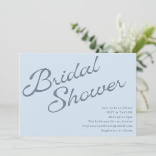 Simple Elegant Soft Blue Script Bridal Shower Invitation