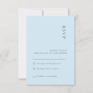 Simple Elegant Soft Blue Wedding RSVP card
