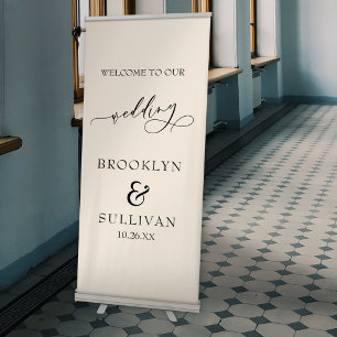 Simple, Elegant Soft Cream Wedding Welcome Retractable Banner