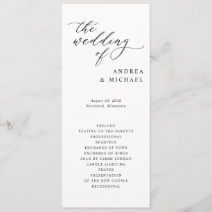 Simple Elegant Sophisticated Wedding Programme