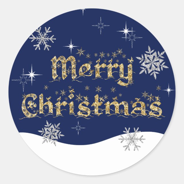 Simple Elegant Sparkling Christmas Glitter Sparkle Classic Round Sticker (Front)