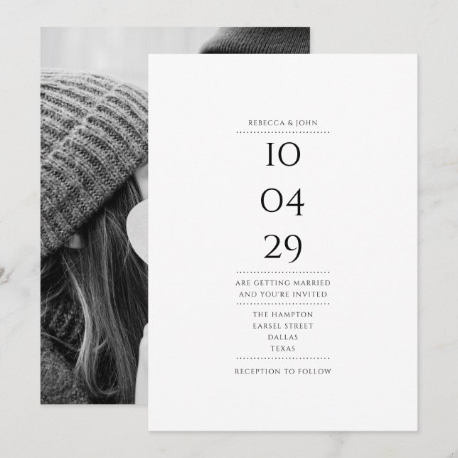 Simple Elegant Special Date Photo Wedding Invitation (Front/Back)