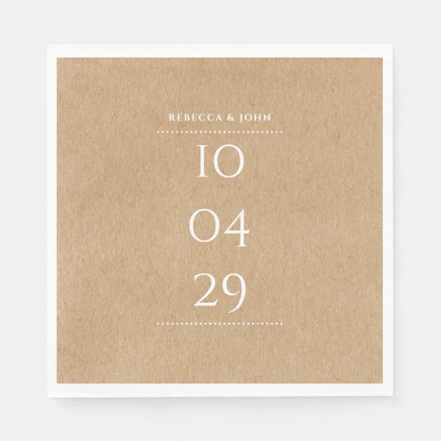 Simple Elegant Special Date Wedding | Rustic Kraft Napkin (Front)