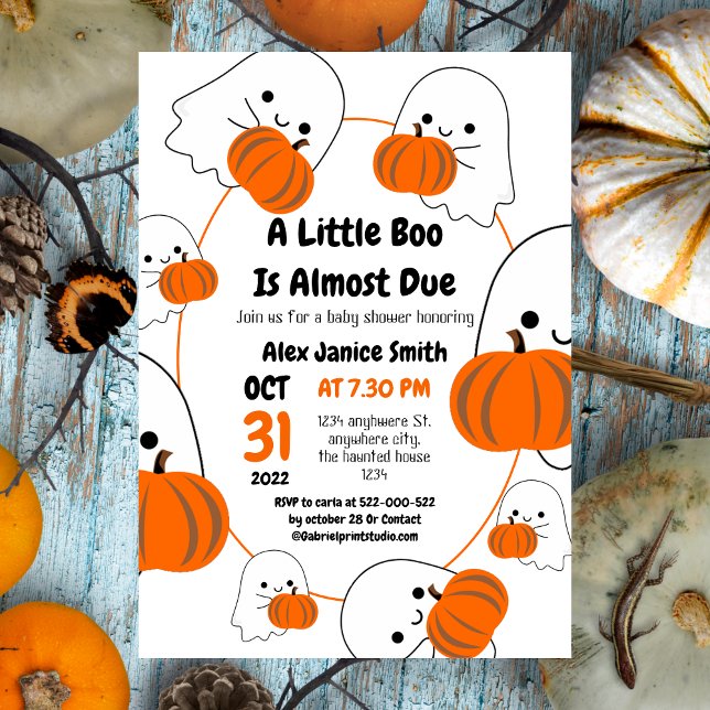 Simple Elegant Spooky Ghost, Halloween Baby Shower Invitation (Creator Uploaded)