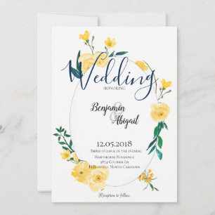 Simple Elegant Spring Yellow Flowers Wedding Invitation