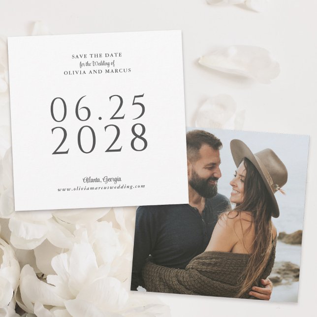 Simple Elegant Square Save the Date with Photo (Creator Uploaded)