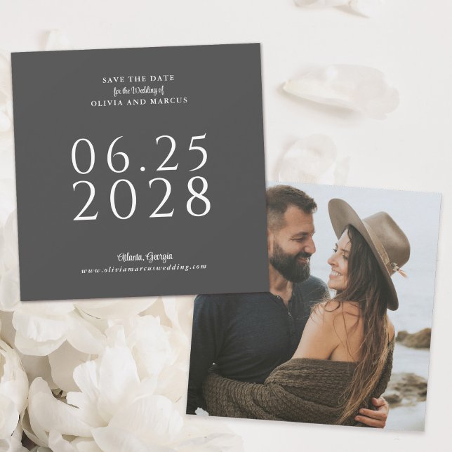 Simple Elegant Square Save the Date with Photo (Creator Uploaded)