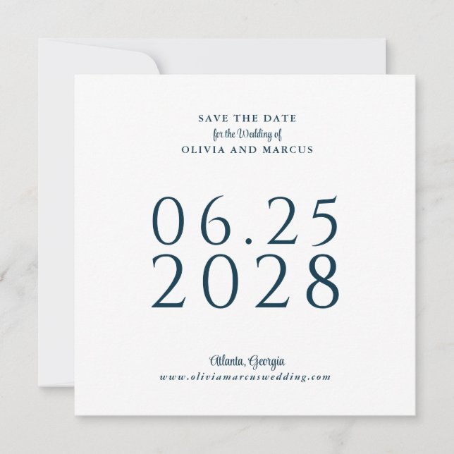 Simple Elegant Square Save the Date with Photo (Front)