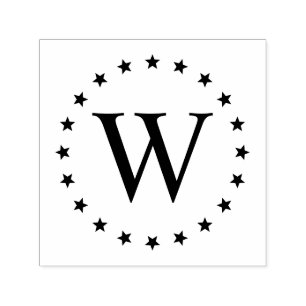 Simple Elegant Star Frame Single Initial Monogram  Self-inking Stamp