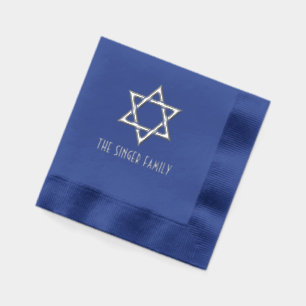 Simple Elegant Star of David #3 Family Name Foil Napkins