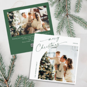 Simple Elegant Stylish 2 PHOTO Christmas Greeting Holiday Card