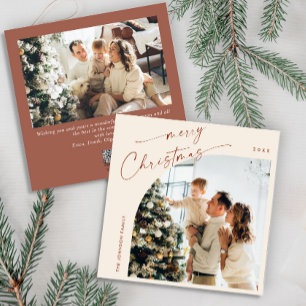Simple Elegant Stylish 2 PHOTO Christmas Greeting Holiday Card